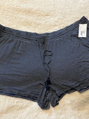 stars above Navy and White Striped Lounge Shorts